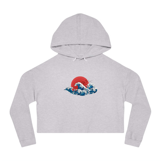 Sunset & Waves 🌊 Women’s Cropped Hooded Sweatshirt